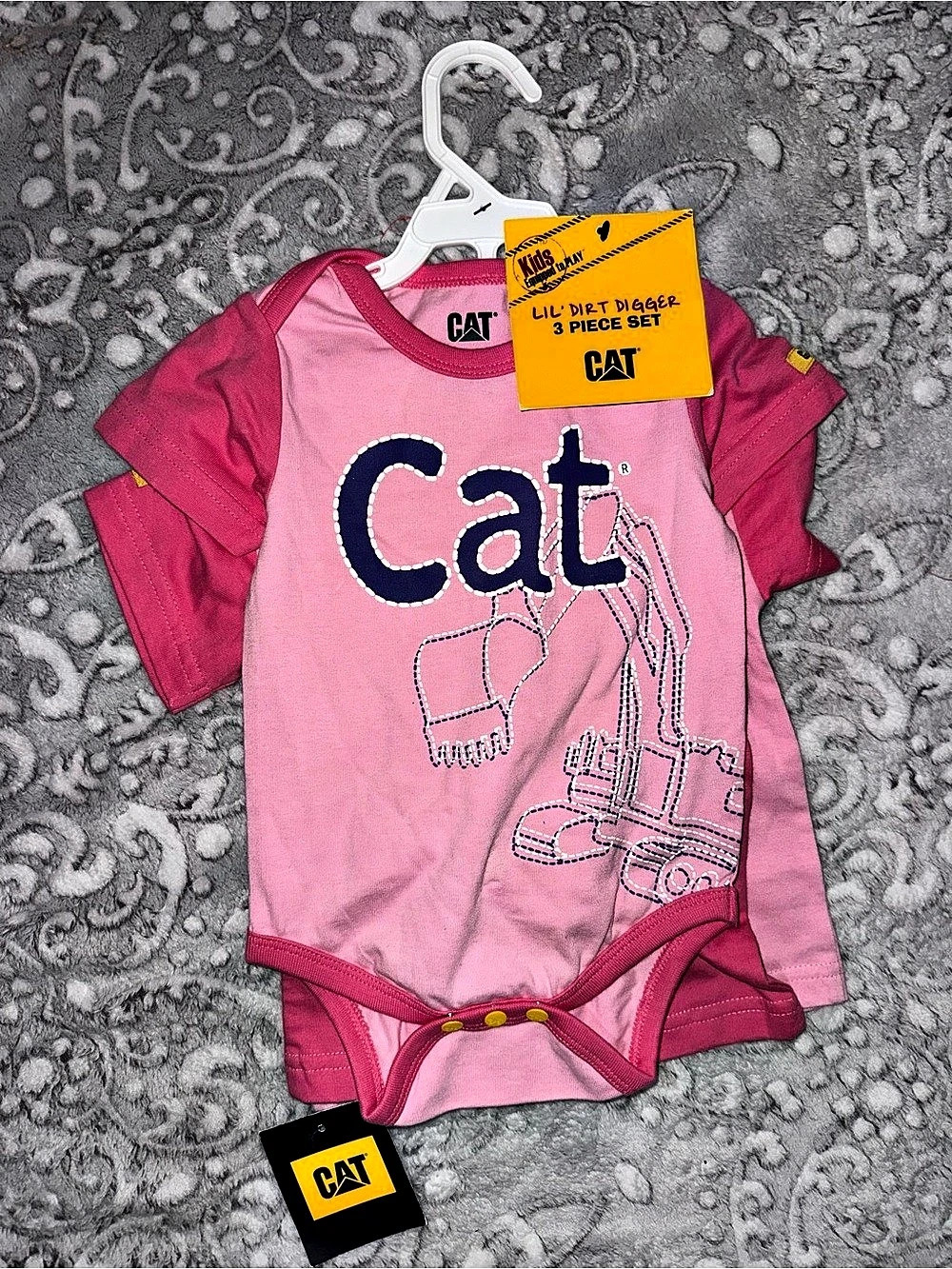 CAT Lil' Dirt Digger 3 Piece Set Pink Baby 12M NWT